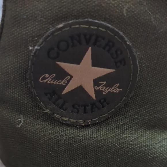 Converse Olive High-Tops with Black Patch - Picture 2 of 5